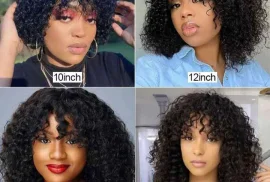 12 inchJerry Curls With Curly Bang 100% Human Hair Color