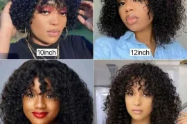 12 inchJerry Curls With Curly Bang 100% Human Hair Color - Natural